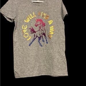 Old Navy Gray Unicorn Tee with Colorful Design